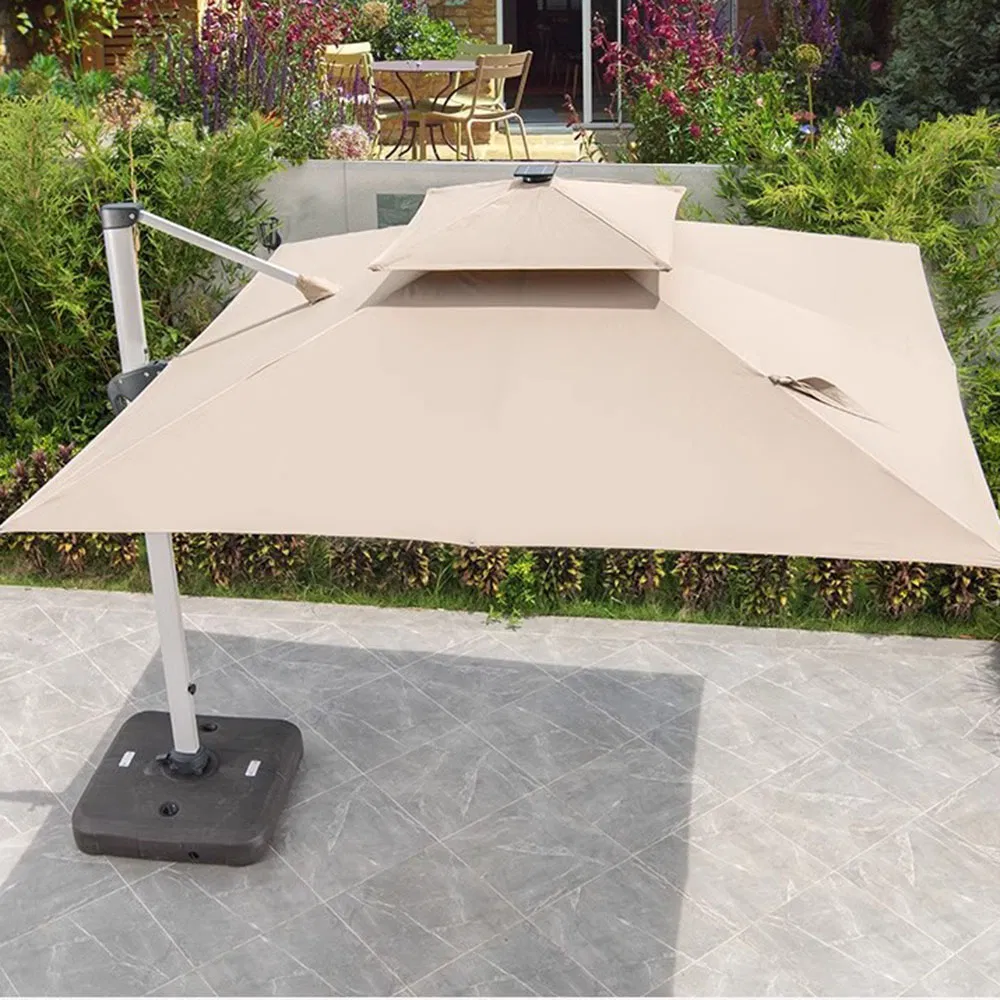 Business/Courtyard Luxury Aluminum Pole Umbrella Frame Single Headed Double Layer Floor Standing Outdoor Sunshade Umbrella