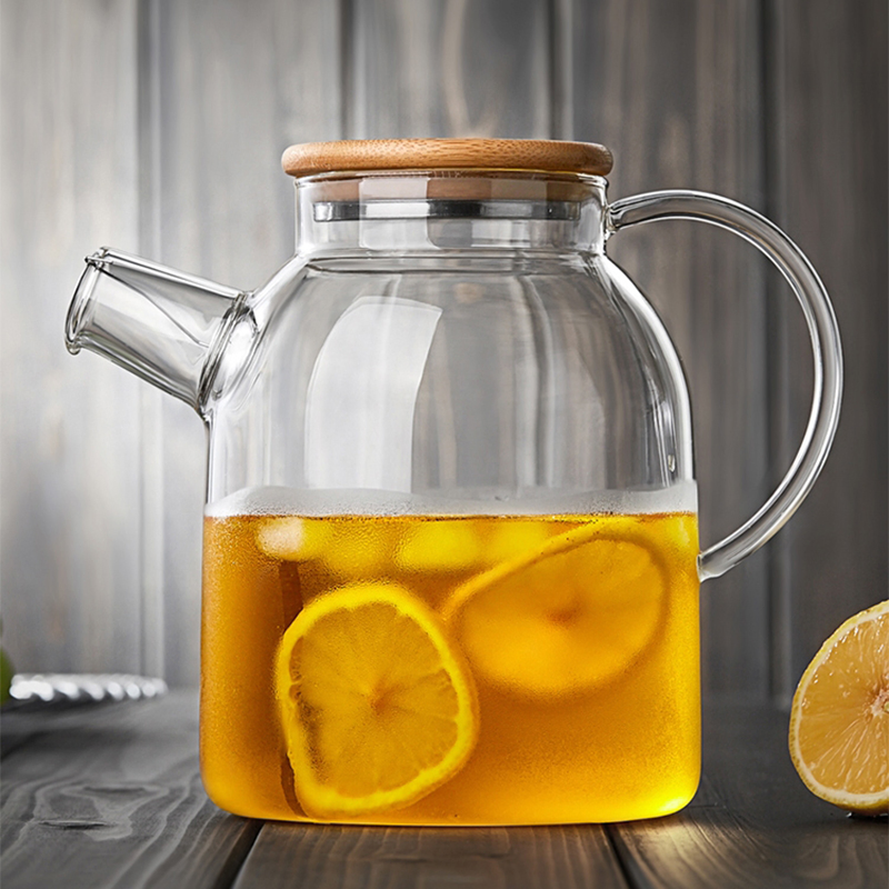 High Borosilicate Heat-Resistant Glass Tea Carafe Water Carafe Pot Kettle with Glass Cover Lid