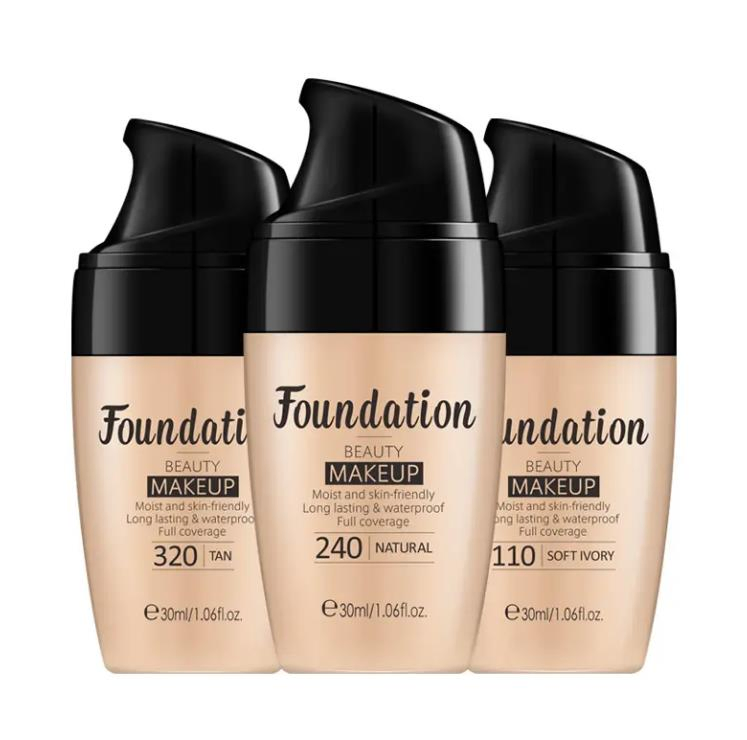 Liquid Foundation Professional Conceal Blemishes Invisible Pores Oil Control Full Cover Primer Bb Cream Make up Cosmetics 3-Color Liquid Foundation Concealer