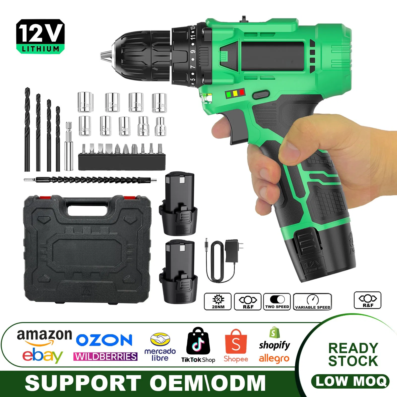 Аккумуляторная дрель-шуруповерт 12В с набором оснастки