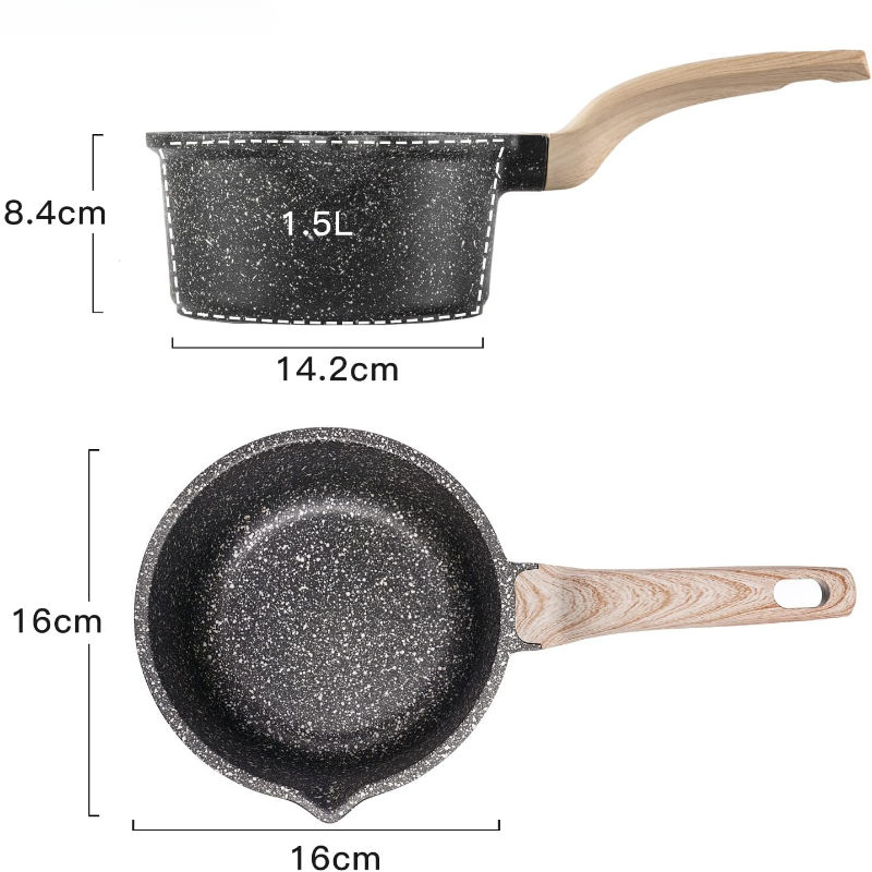 Popular Cooking Pot with Pour Spout Pfoa Freesauce Pan Set with Lid Nonstick Saucepan