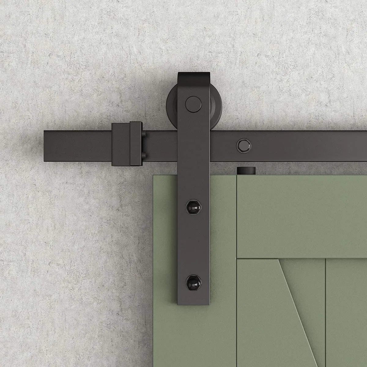 Black Barn Door Hardware Kit Carbon Steel Sliding Track Rail Hanger Roller