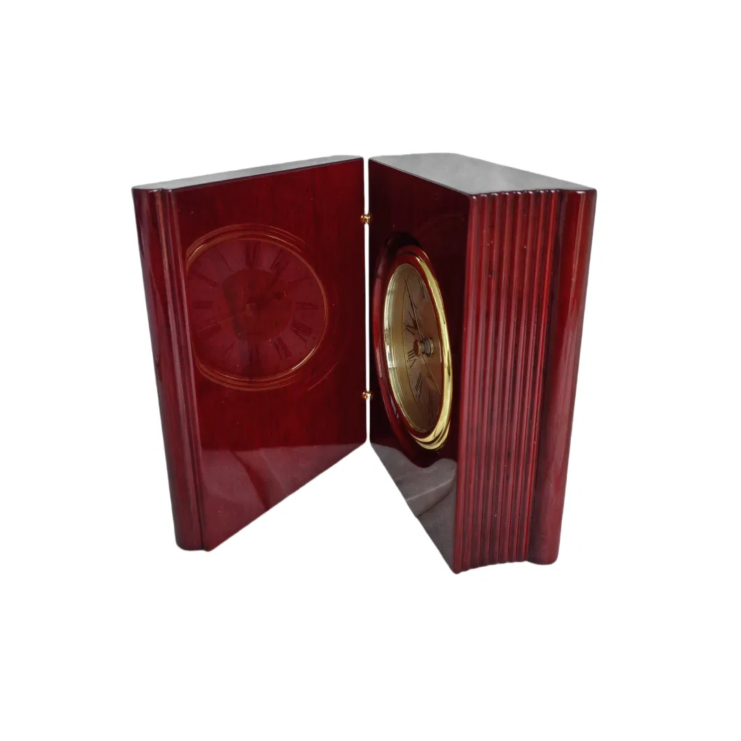 High Gloss Finish Wood Desk Book Shape Clock
