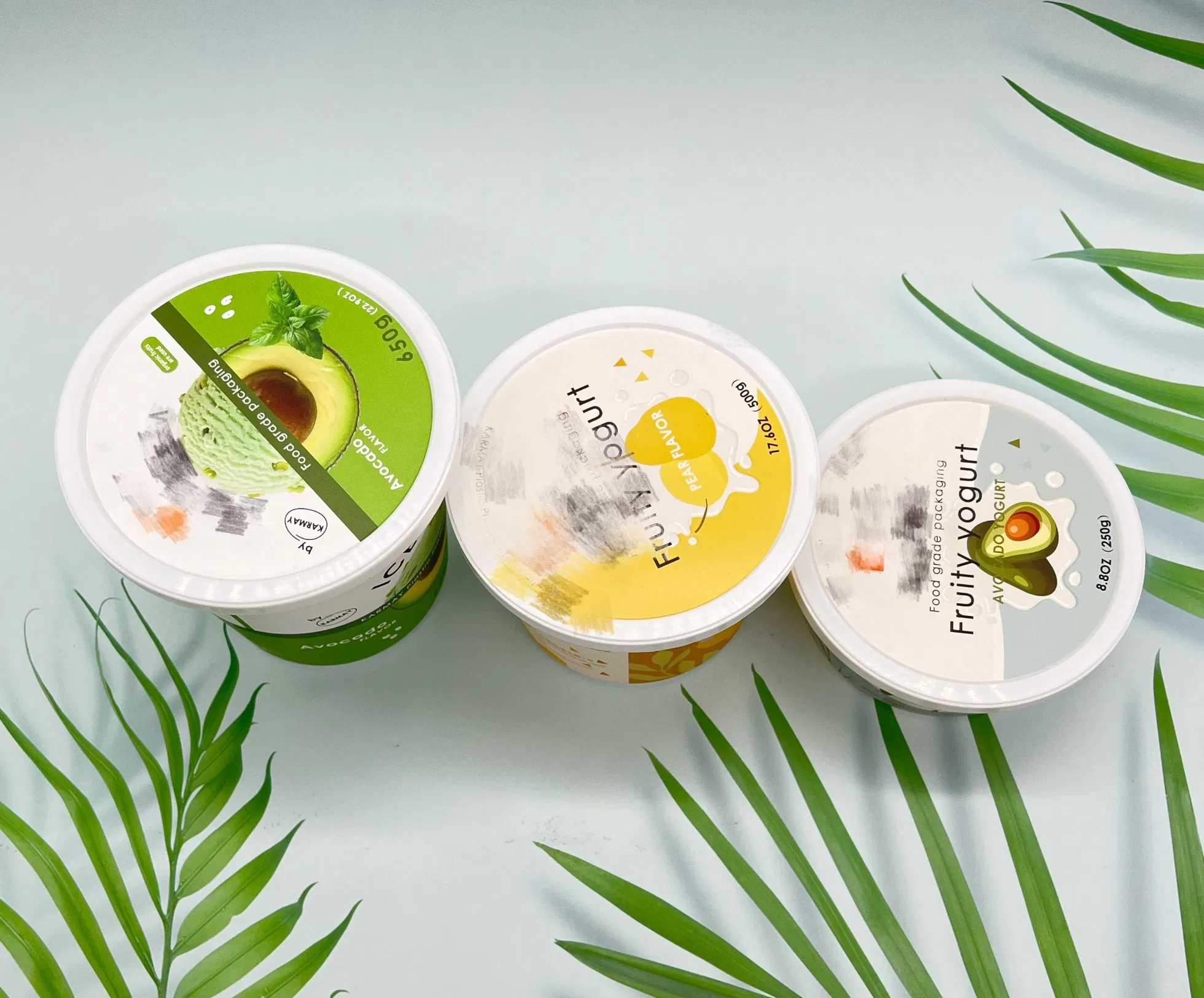 Eco Friendly Biodegradable PE Coating Disposable Frozen Yogurt Plastic Paper Icecream Cup Bowl with Plastic Paper Lid