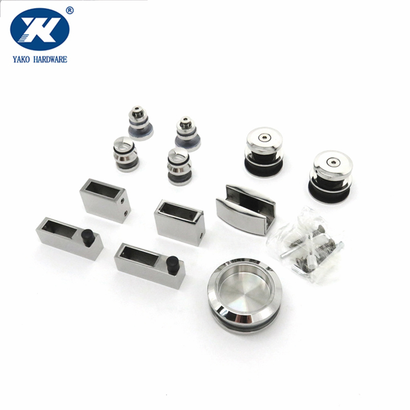 Frameless Stainless Steel Bathroom Shower Hardware Set for Sliding Glass Door