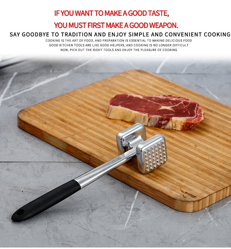 Meat Tenderizer Hammer with Comfortable-Grip Handle, Dual-Side Mallet for Kitchen, Heavy Duty Pounder for Tenderizing Steak, Beef and Fish Meat Tool
