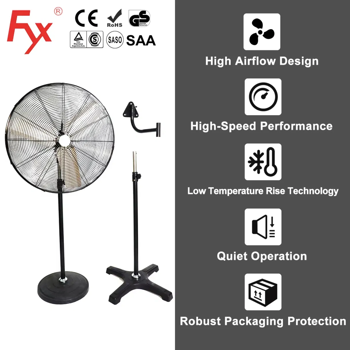 Напольный вентилятор 30 дюймов, 230Вт, промышленный
