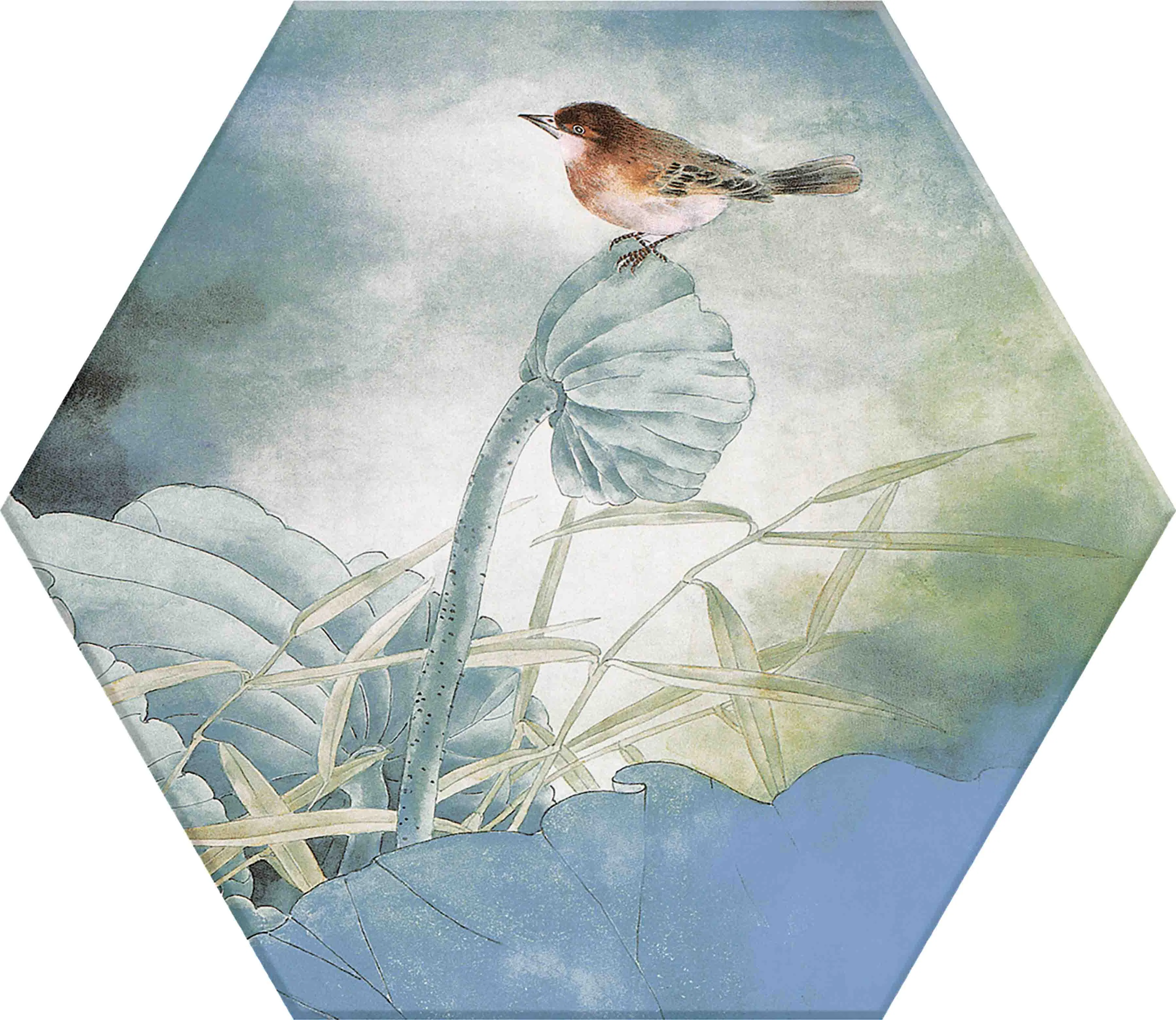 Home Decoration Weding Decoration Injected Flower Design Hexagon Ceramic Floor Tile