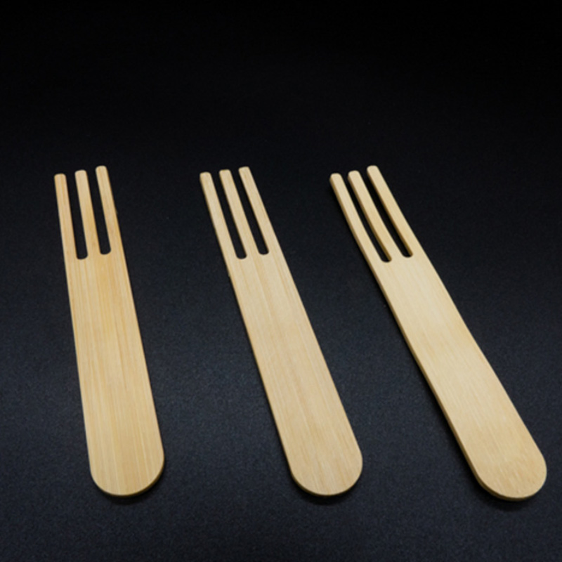 Wholesale 115 mm Biodegradable Disposable Cutlery Bamboo Cake Fork