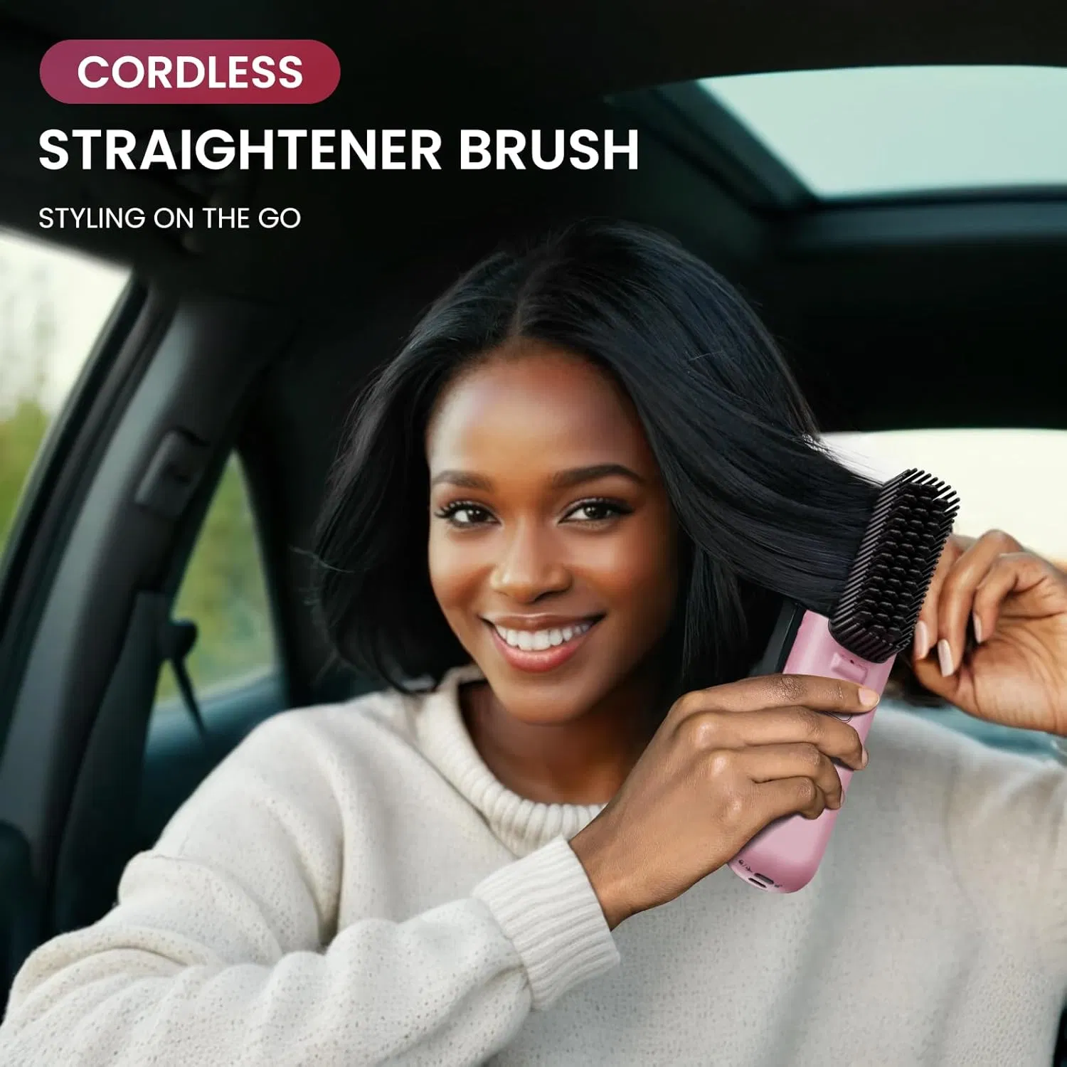 Portable Mini Cordless Hair Straightener Brush