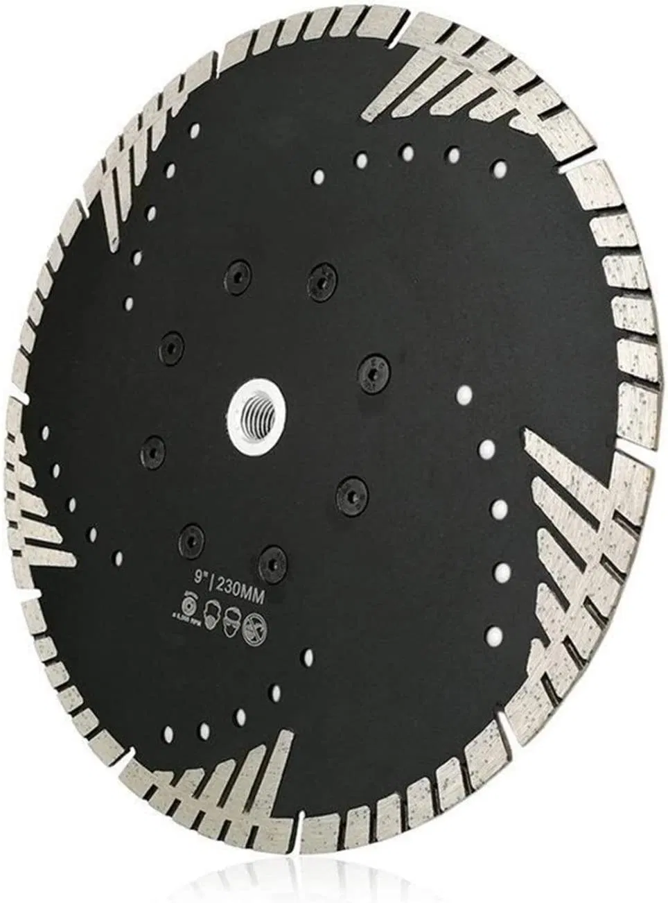 Diamond Turbo Blade with Slant Protection Teeth 9" Diamond Blades for Stone Cutting with M14