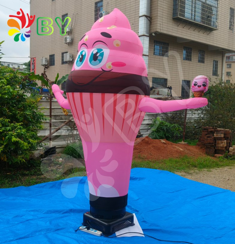 Shop Advertising Inflatable Standing Ice Cream Shape Balloon, Inflatable Cartoon Ice Cream Statue Dancer
