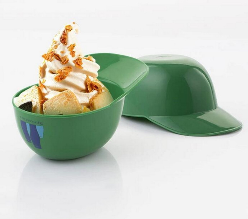 Colorful Plastic Bowl 240ml Creative Baseball Cap Design Yogurt Ice Cream Bowl