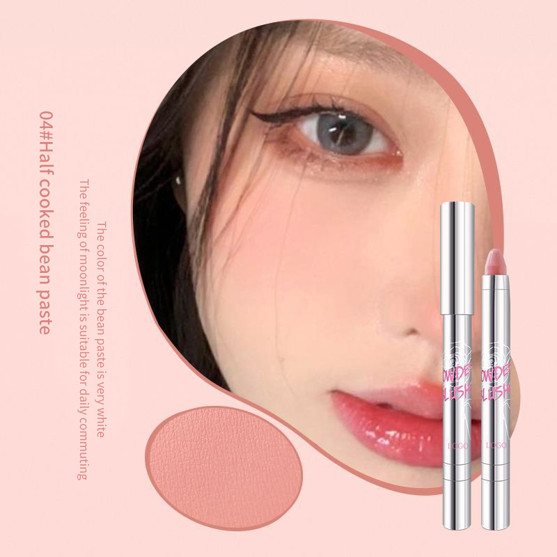 Ditong OEM ODM Creamy Organic Pink Blush Pen 2 in 1 Multifunction Cheek Blush Stick
