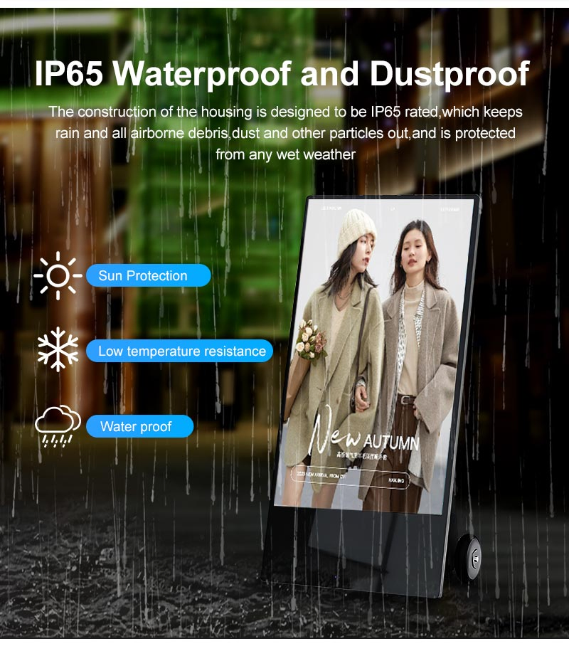 43" Portable LCD with Battery Outdoor Highlight Mobile Digital Signage Advertising Screen Poster