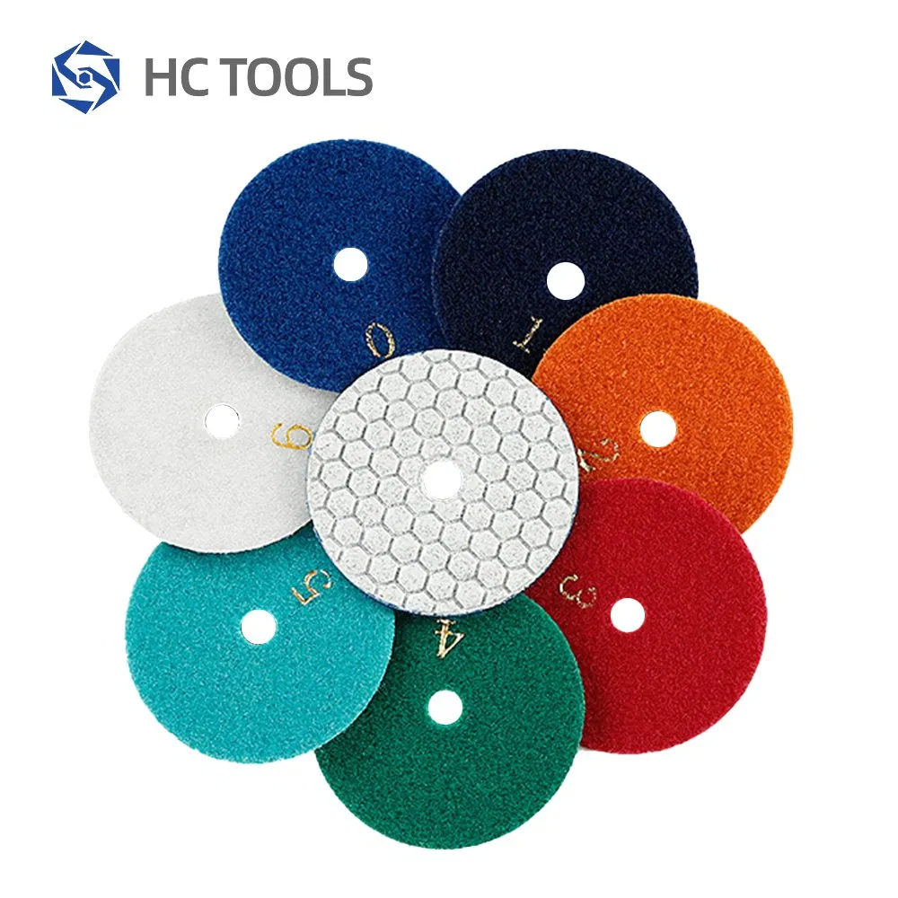 5" 7step Press Flexible Diamond Dry Polishing Pads for Stone Granite Marble Floor Resin Binder Abrasive Disc