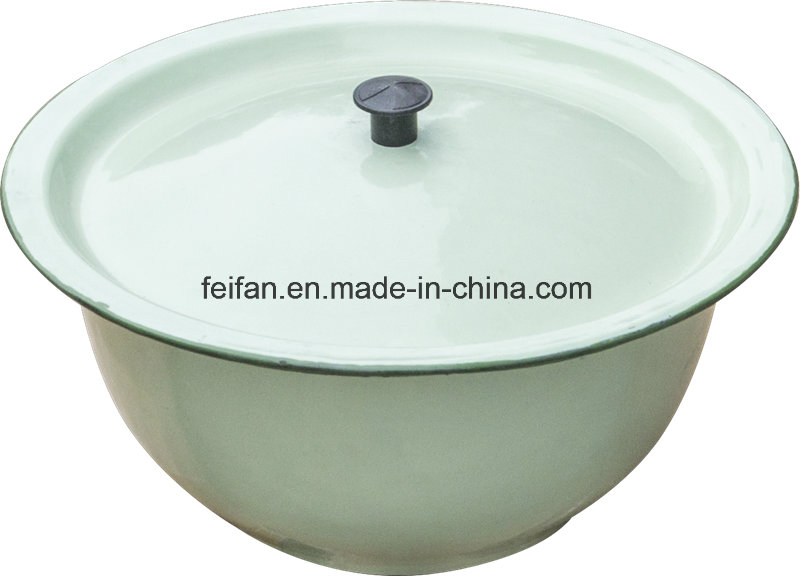 Enamel Footed Bowl/Cash Bowl with Decorated Cover/Mixing Bowl