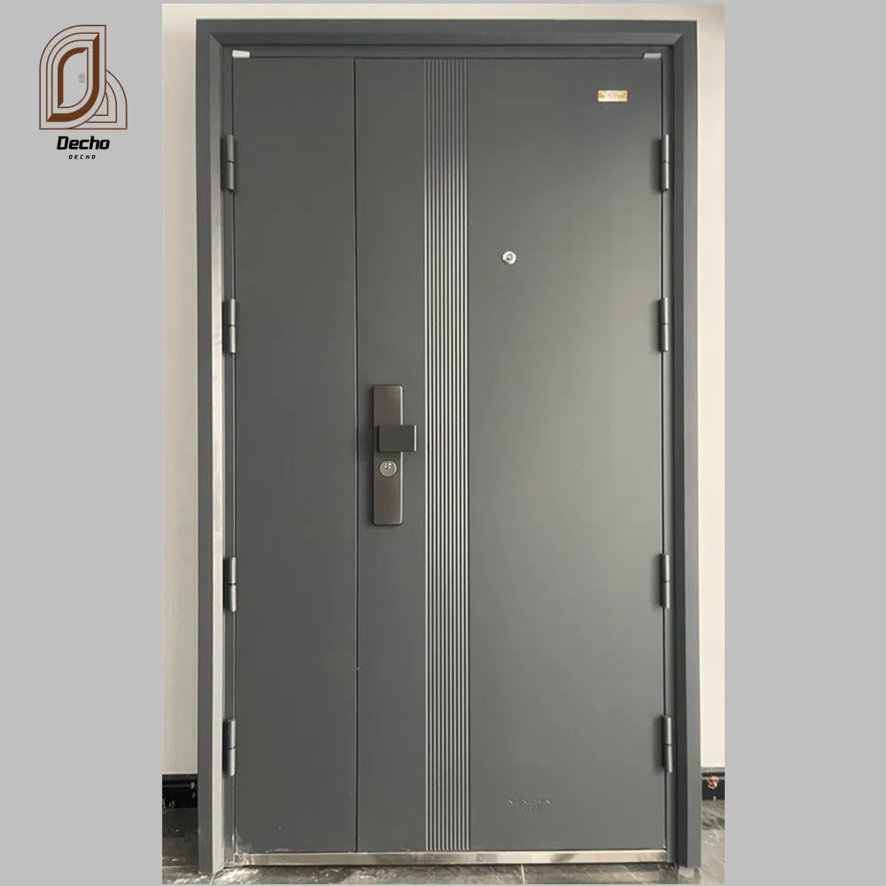 High Quality Modern Design Grey Powder Coated Main Security Entrance Steel Door for Apartment