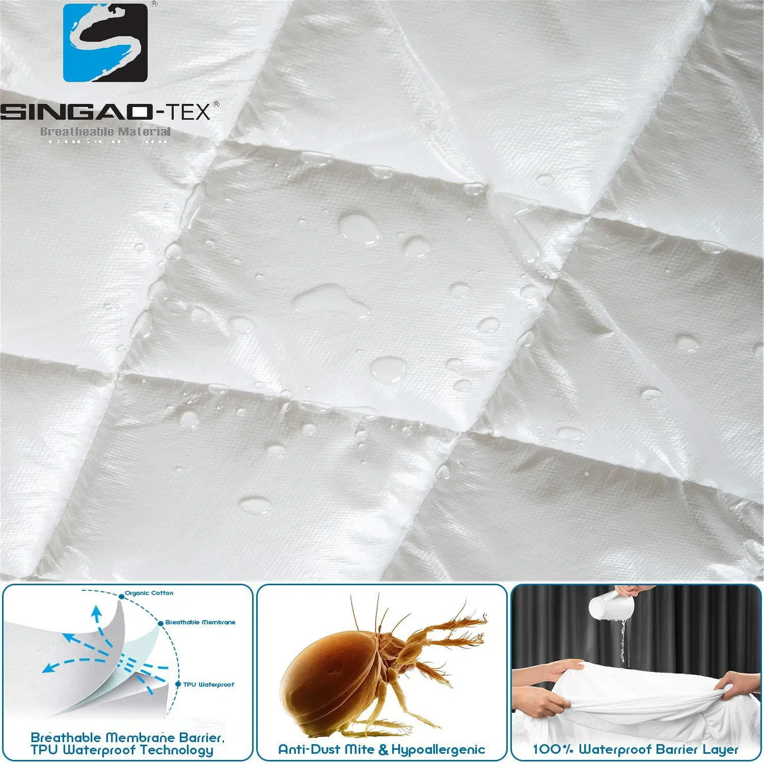 Quilted Waterproof 100% Cotton Plain Woven Mattress Cover Protector Topper Comfortable for Baby