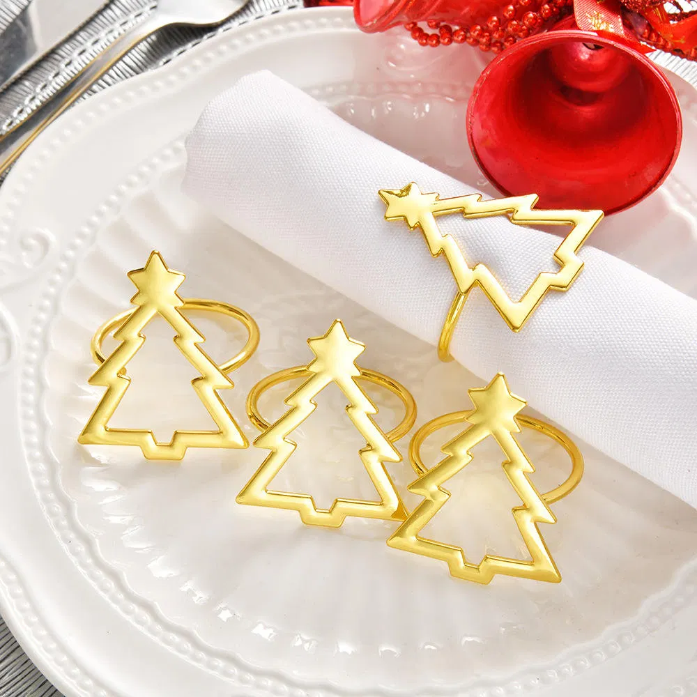 Gold Christmas Tree Napkin Ring for Hotel with FDA