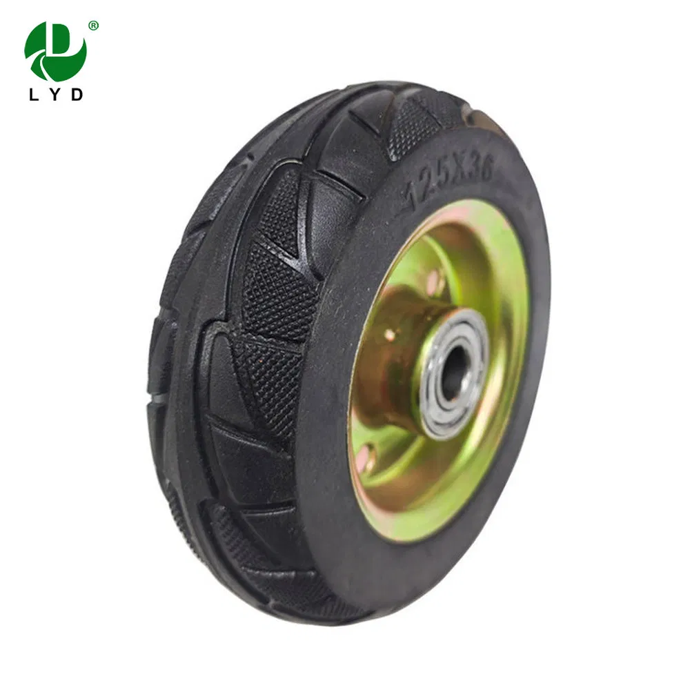 Load Bearing Capacity 5 Inches (125mm) Diameter Iron Core Solid Rubber Hand Push Trolley Cart Wheel