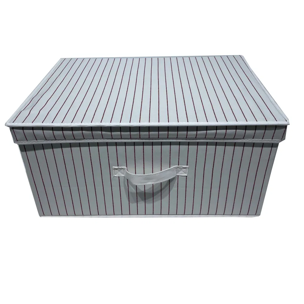 Stackable Closet Organizer Basket Fabric Storage Bins with Handles with Lid