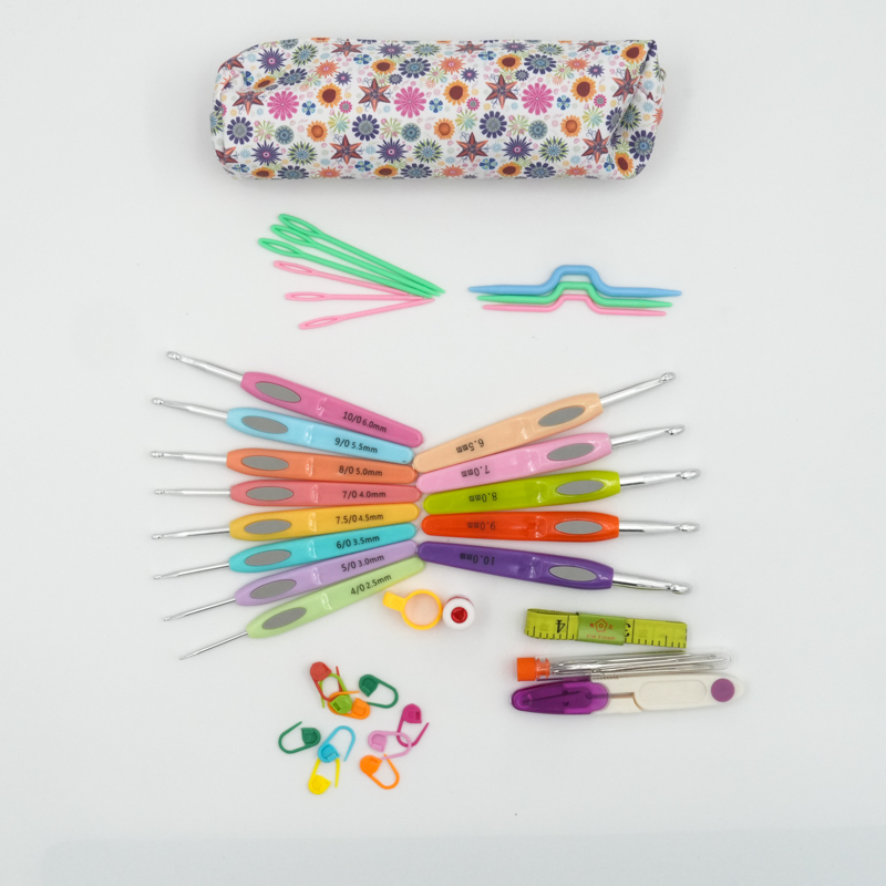 Plastic Handle Aluminum Crochet Hook Set