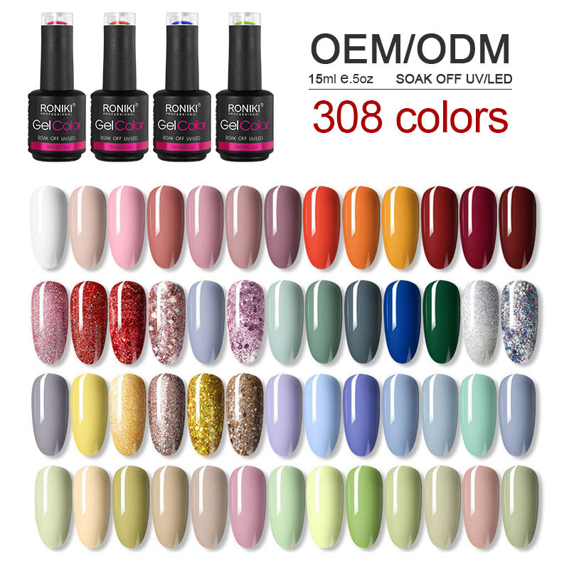Roniki OEM Private Label Colors Soak off LED Nails Polish Colour UV Gel Nail Polish