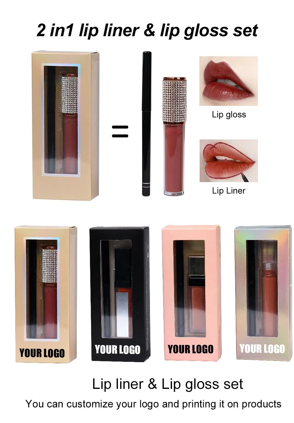 Big Lips Waterproof Lip Plumper Gloss Matte Liner Liquid Lipstick Gift Set