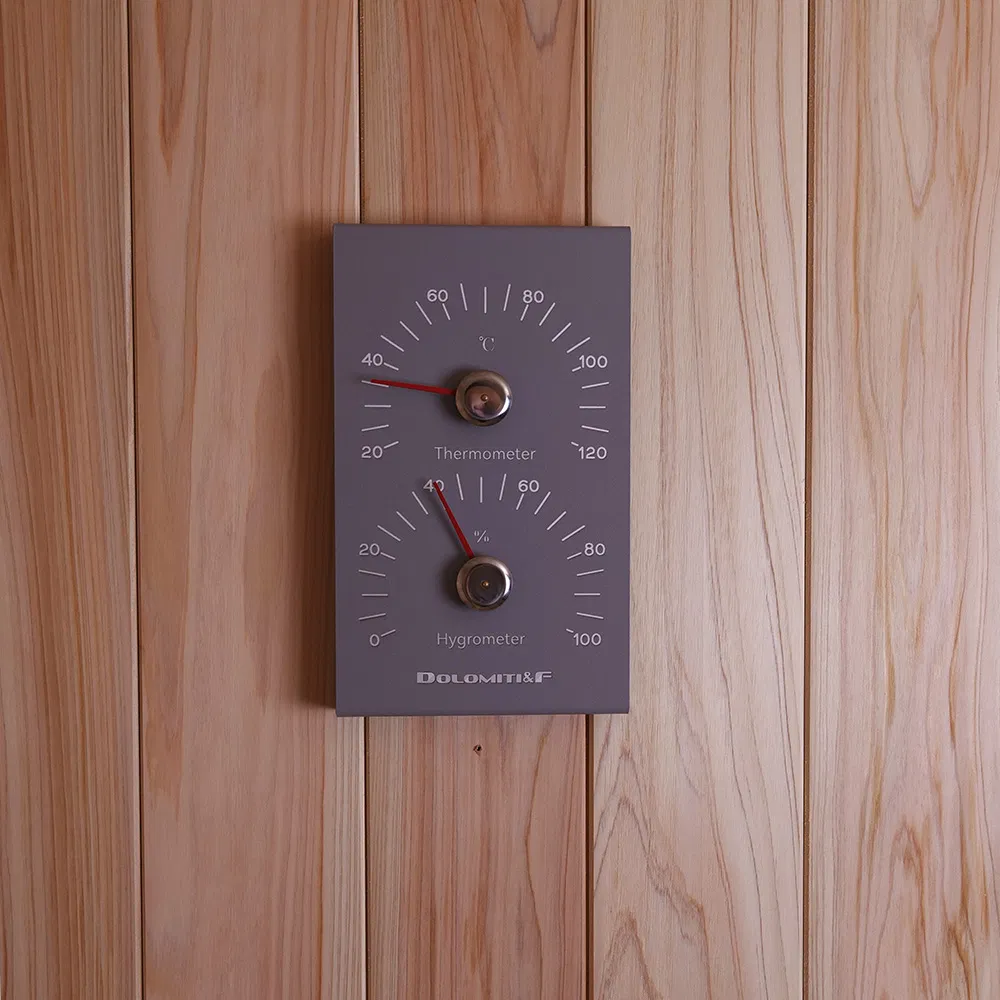 Wooden Sauna Accessory Set with Thermo-Hygrometer and Hourglass