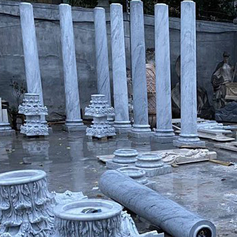 Hand Carved Exterior Decorative Pillar Stone Marble Columns for Sale