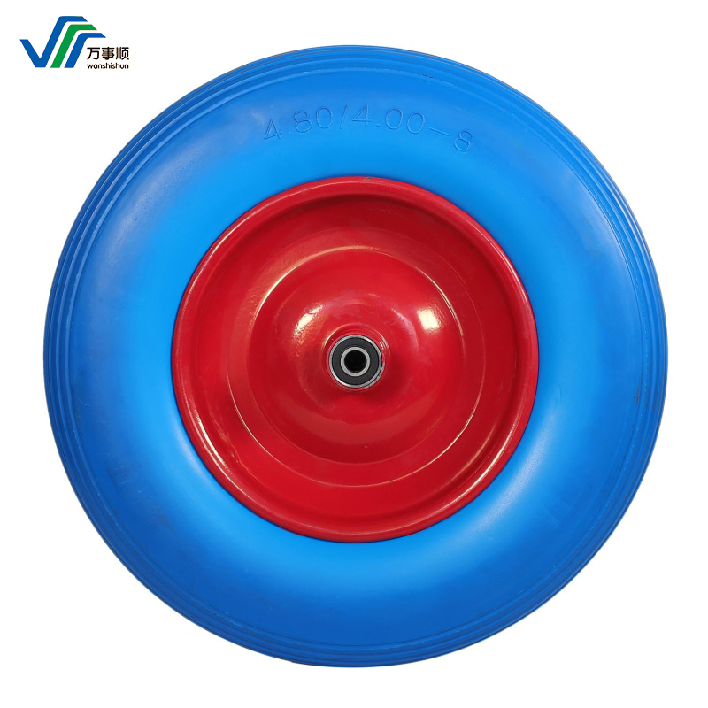 Wear-Resistant and Puncture Resistant Polyurethane Wheelbarrow Rubber Solid Wheel and PU Foam Wheel 4.80/4.00-8 with Steel /Plastic Rim for Wagon Trolley/ Lawn