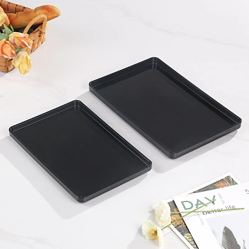 Premium Black Plastic Service Trays - Luxury Style for Restaurants & Homes