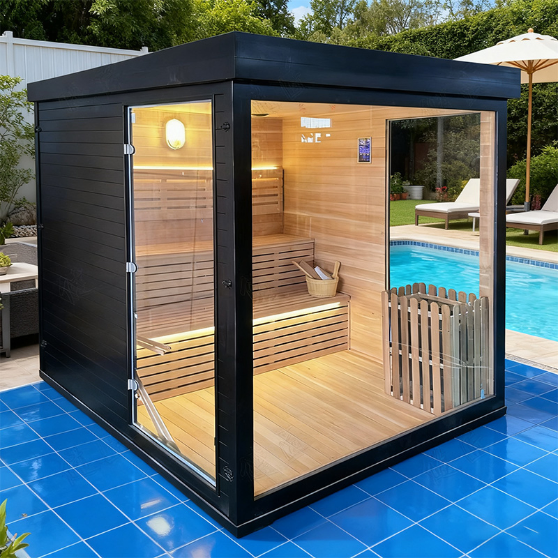 High-Quality 2-4 Person Customizable Size Sauna Room Outdoor Hemlock Wood Sauna Room