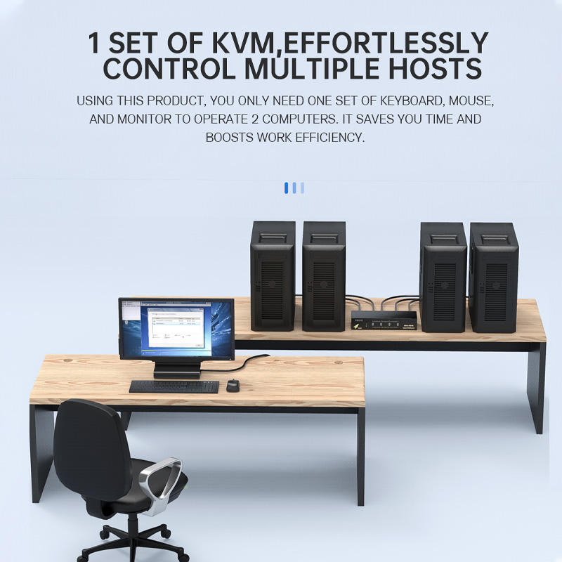 8-Port Ethernet Kvm Switch VGA & Displayport 1080P 60Hz Dock Station