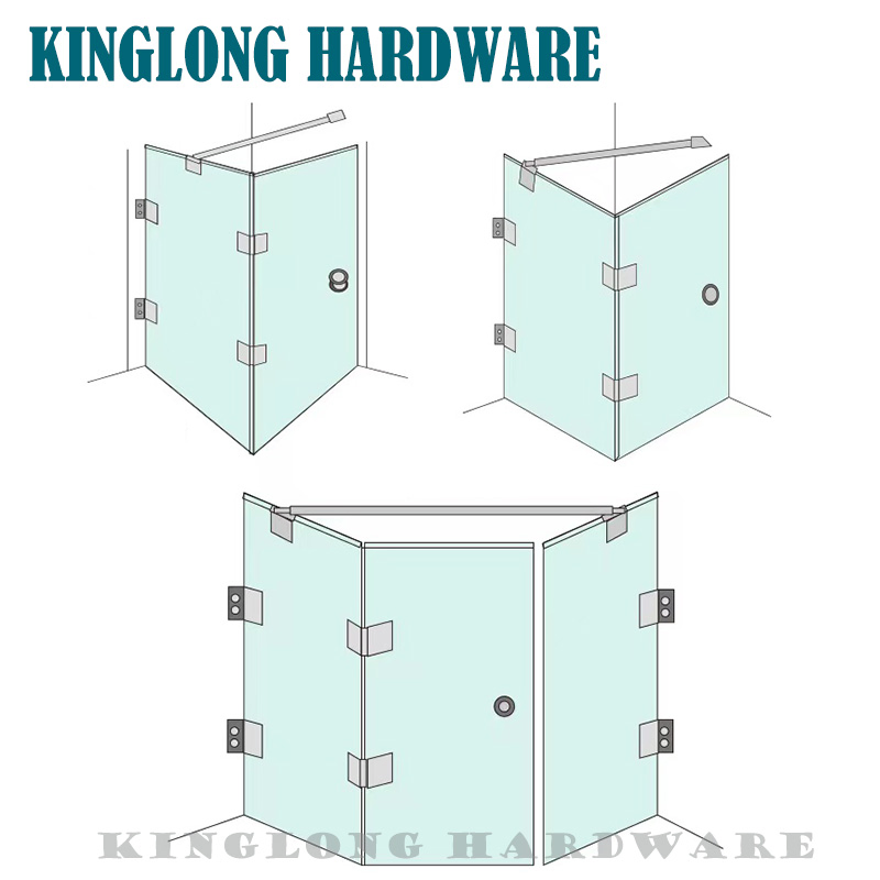 New Design Stainless Steel Bathroom Fitting Adjustable Length Glass to Wall Fixed Bar/Clip Shower Room Support Rod