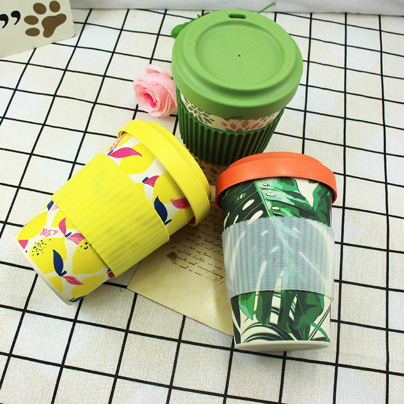 Wholesale Eco-Friendly Bamboo Fiber Reusable Cup Travel Tumbler with Lid