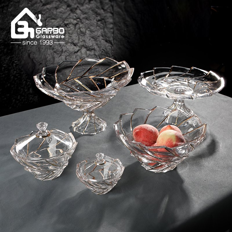Glass Fruit Plate in Big Size Garbo New Design High White Transparent with Stand