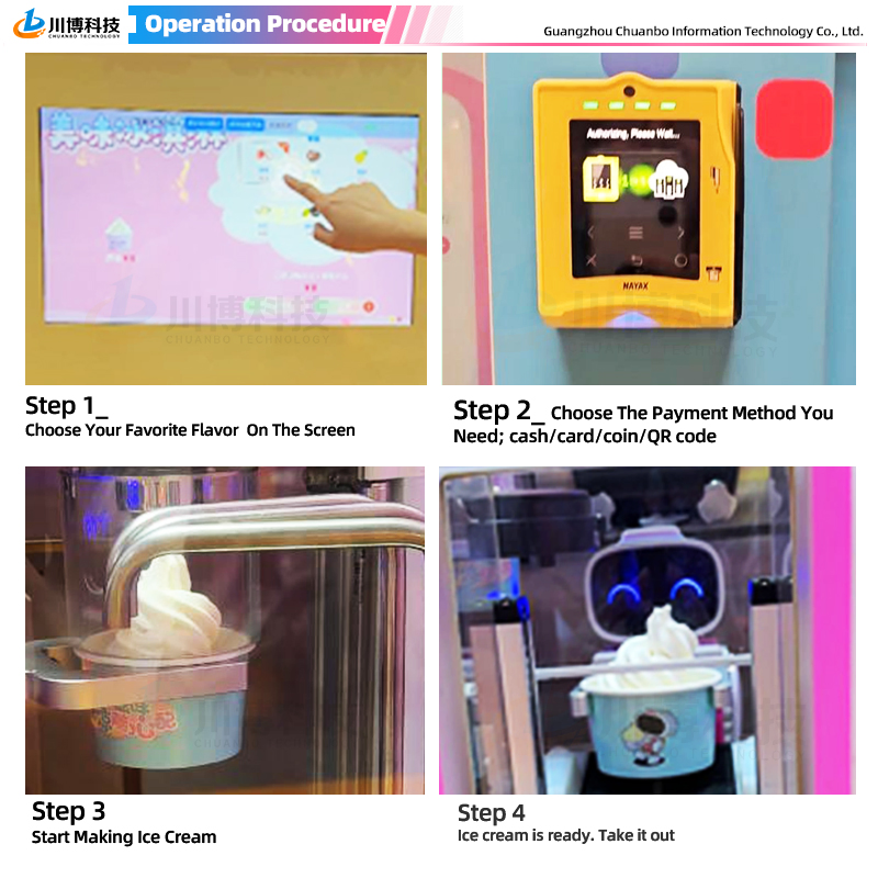 Multiple Flavors Automatic Robot Making Soft Ice Cream Vending Machine