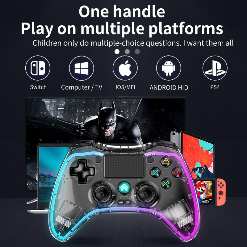 Беспроводной RGB геймпад P4 с подсветкой для Switch/PC/PS4
