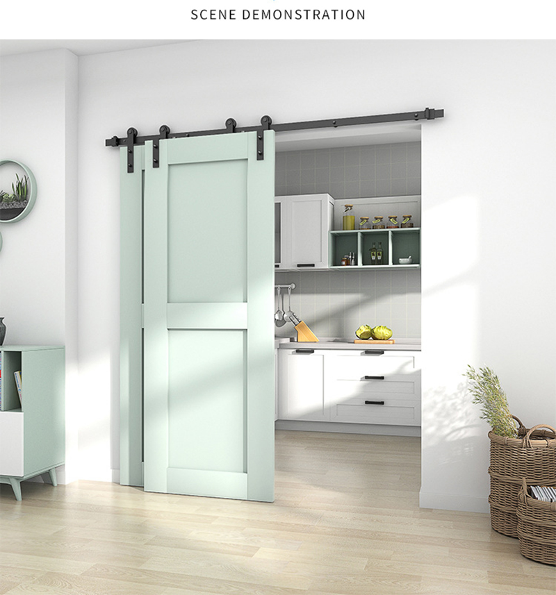 Barn Door Hardware Accessories Kits Black Nylon Wheel Carbon Steel Rail Hanging Roller