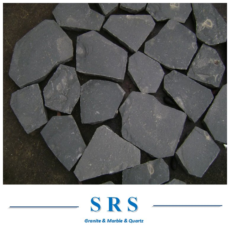 Flamed/ Natural Split Zp Black Basalt for Cube Paving Stone