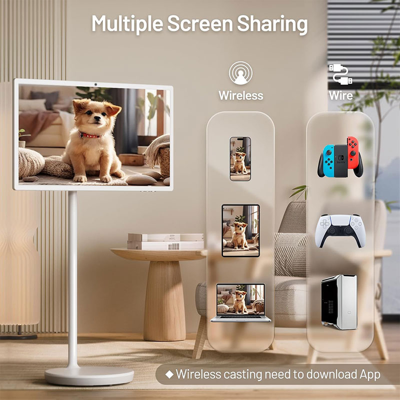 Ultra Thin Android 12 6+128GB Floor Standing Kiosk Movable Display with Battery Capacitive Touch Digital Siginage and Display