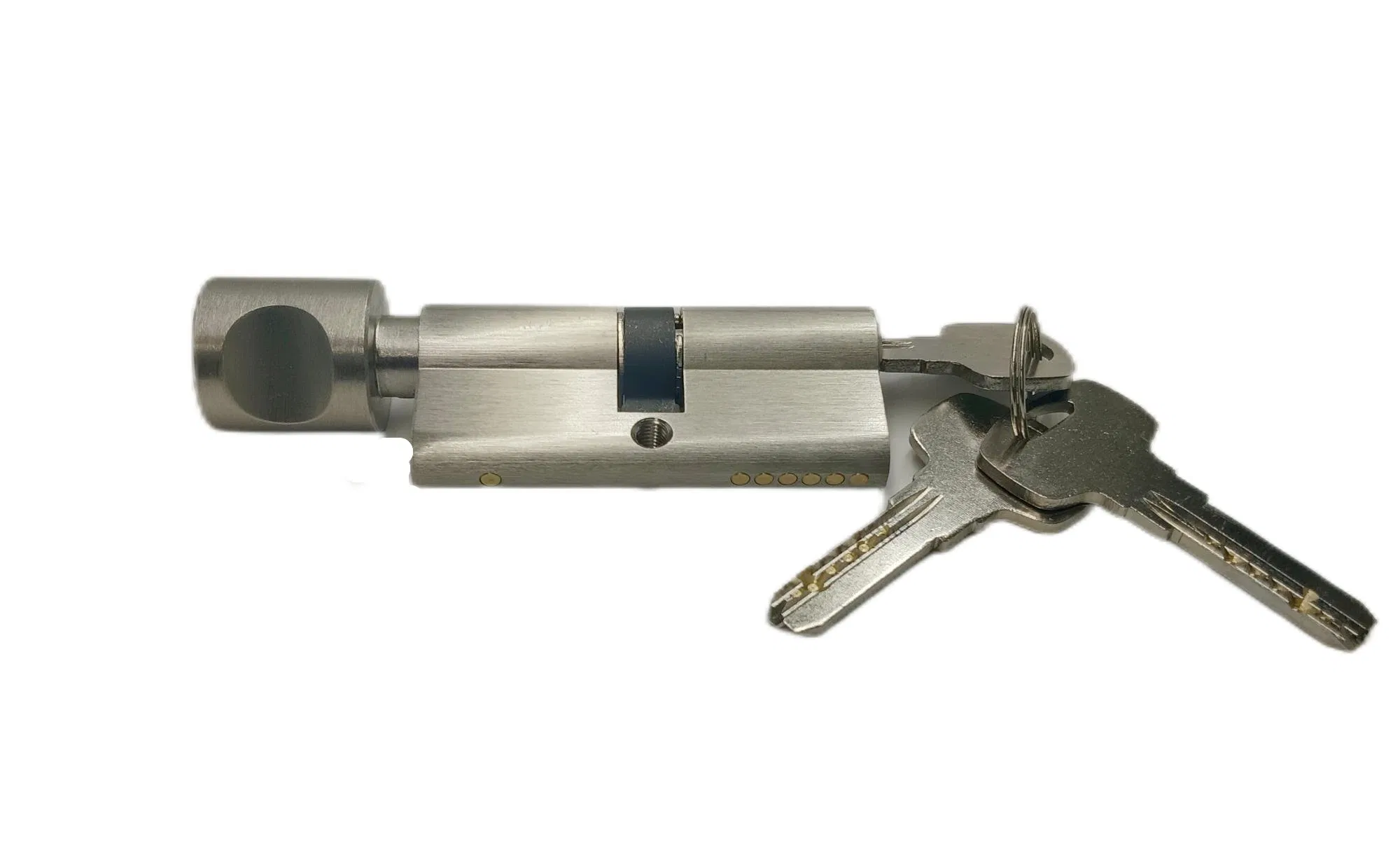 Zinc/Aluminum Shell Brass Core Knob Nickel Wire Drawing Surface Door Lock Cylinder