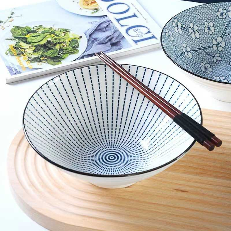 Large Ceramic Noodle Bowl Household 8-Inch Dipper Bowl Dorm Room Noodle Bowl