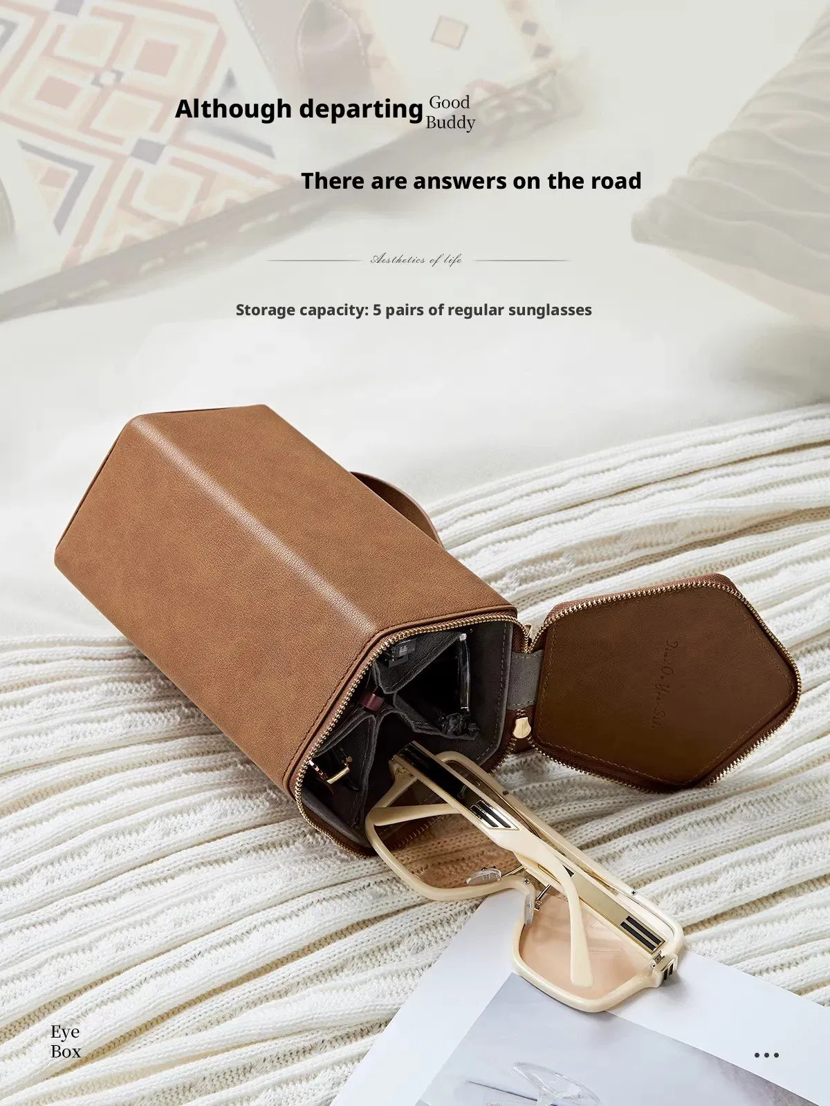 Ea760 5 Slots Black for Display Luxury Sun Cases Hard Box Custom Logo Leather Eye Glass Case