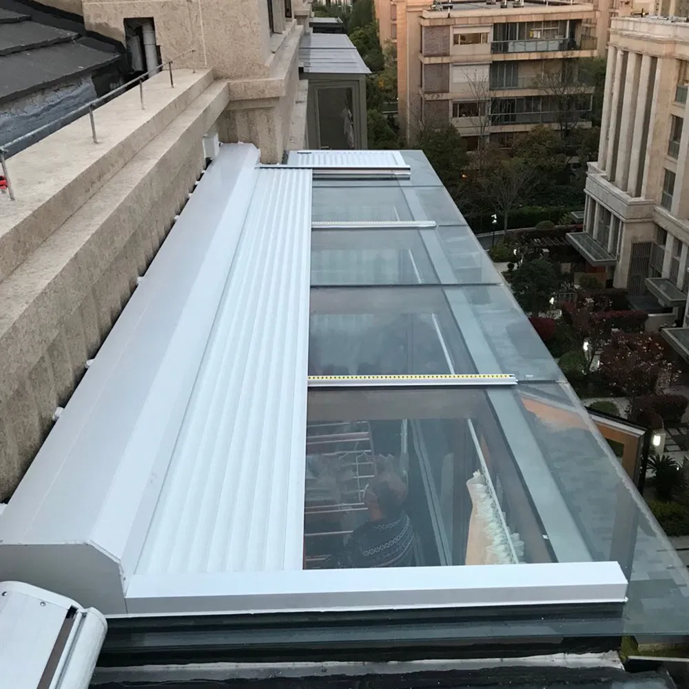 Automatic Motorized Aluminum Horizontal Roof Mounted Roller Shutter for Sun Room