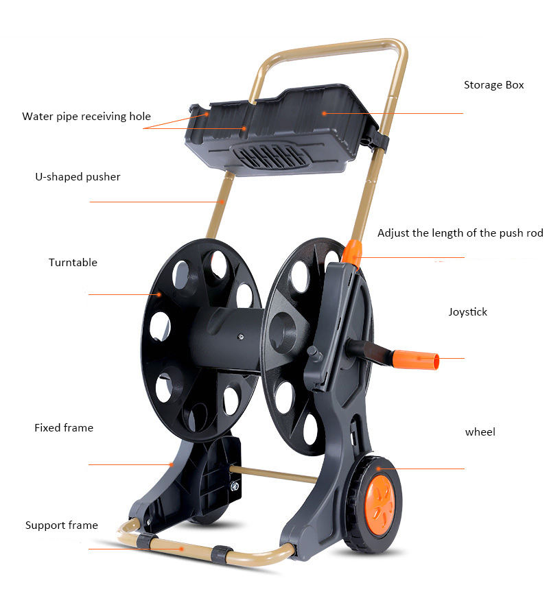 Garden ABS Plastic and Metal Big Hose Reel Frame on Wheels
