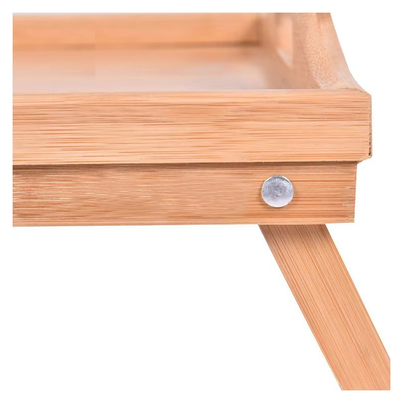 Portable Bamboo Food Breakfast Snack Bed Table Serving Tray with Folding Legs