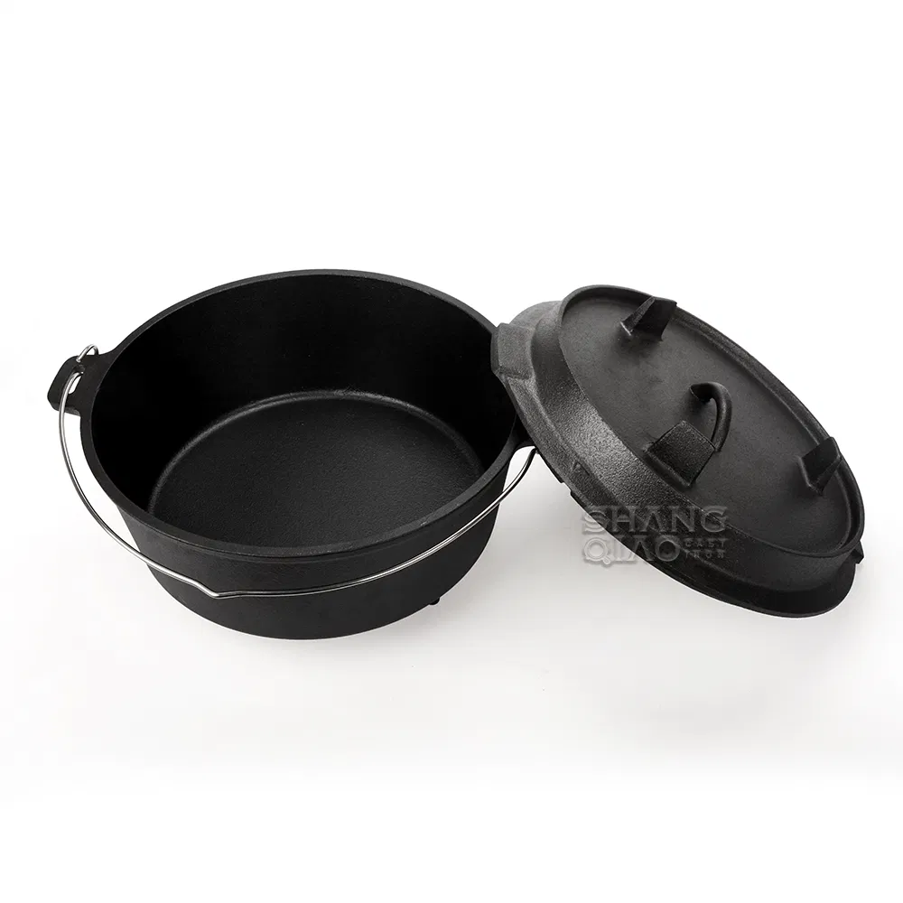 Чугунный казан для кемпинга с крышкой и логотипом